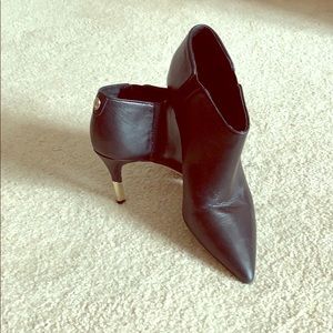 Black leather ankle boot